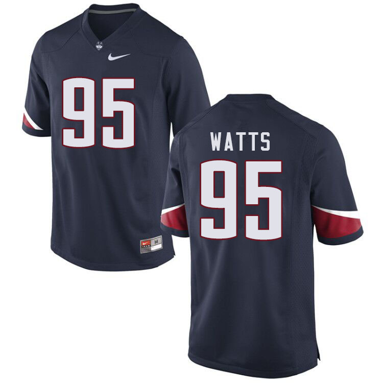 Men #95 Eric Watts Uconn Huskies College Football Jerseys Sale-Navy - Click Image to Close